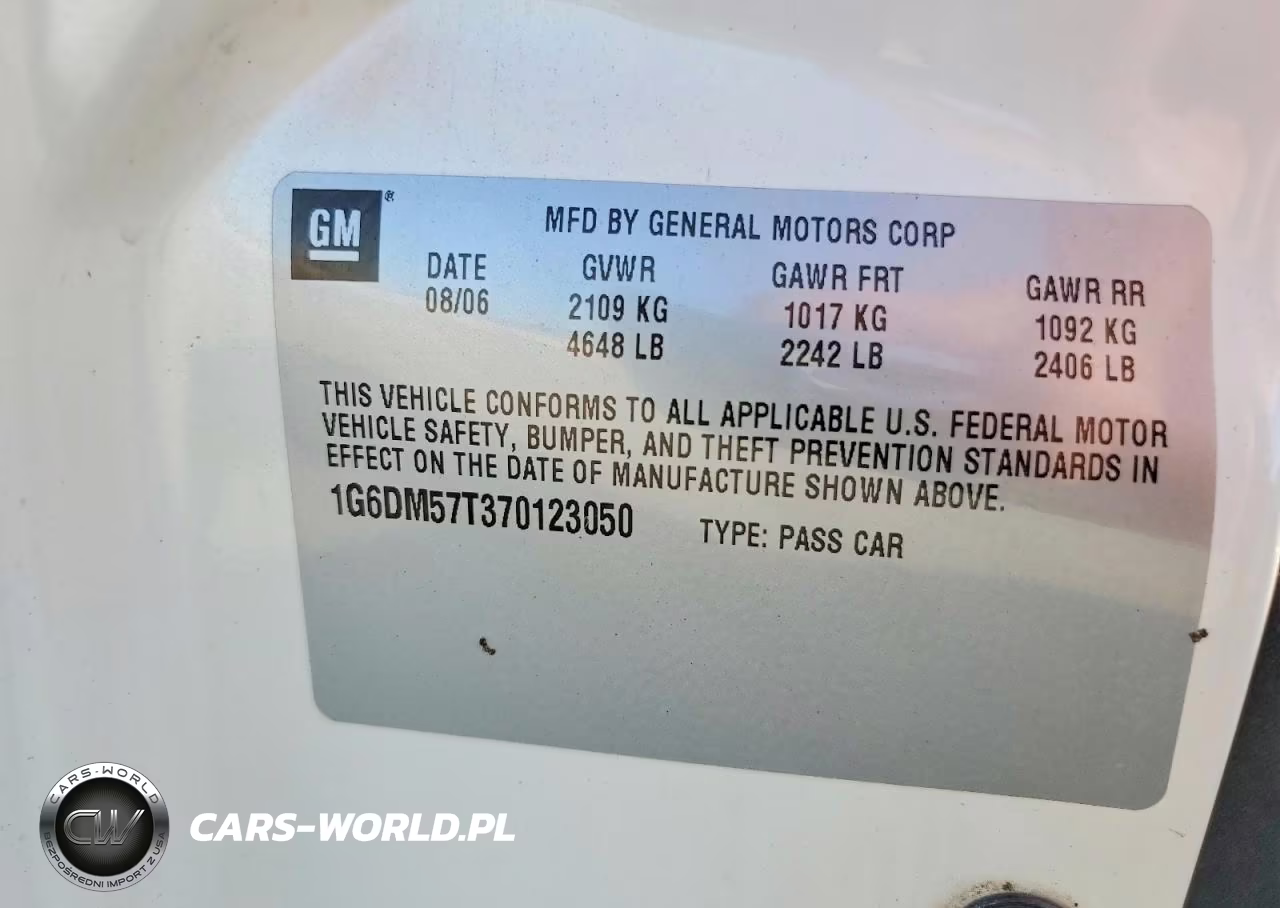 2007 Cadillac Cts VIN:1G6DM57T370123050 - 12