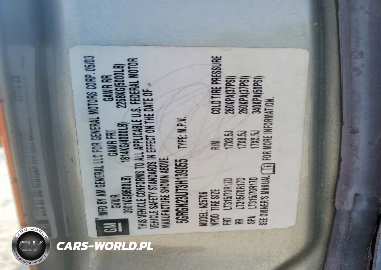 2003 Hummer H2 VIN:5GRGN23U73H139055 - 14
