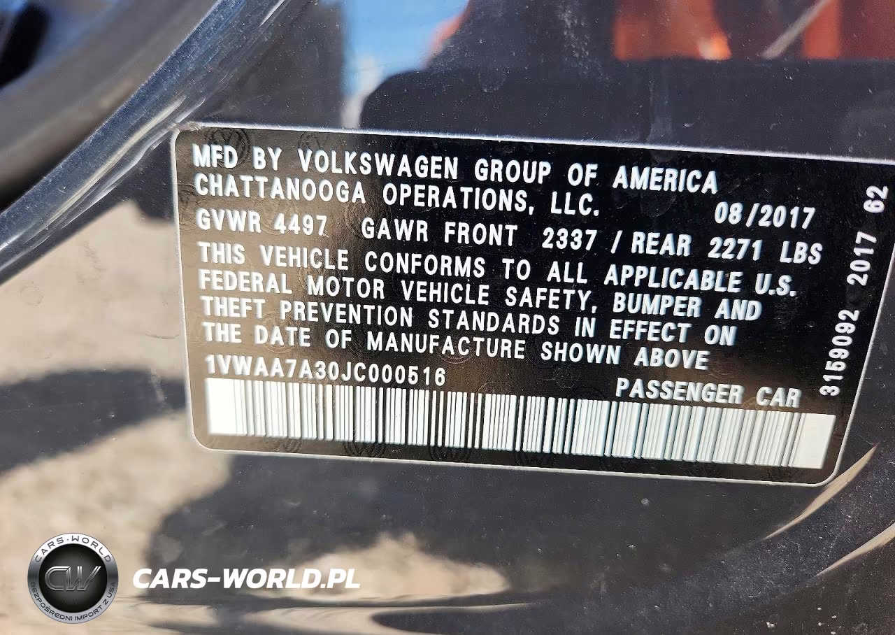 2018 Volkswagen Passat S VIN:1VWAA7A30JC000516 - 13