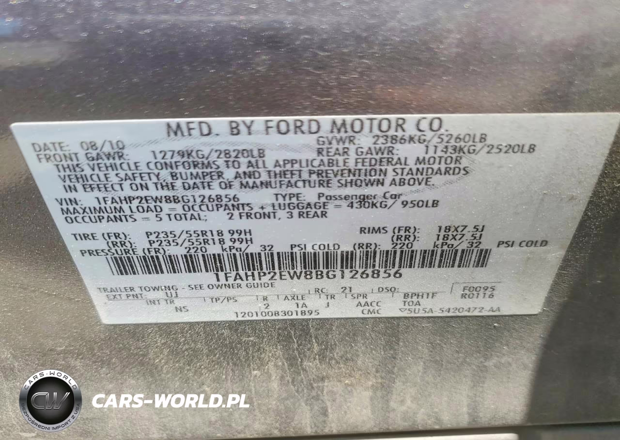 2011 Ford Taurus Sel VIN:1FAHP2EW8BG126856 - 12