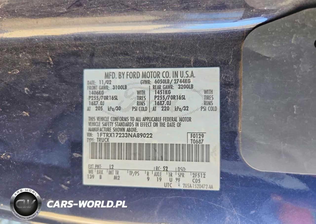 2003 Ford F150 VIN:1FTRX17233NA89022 - 12
