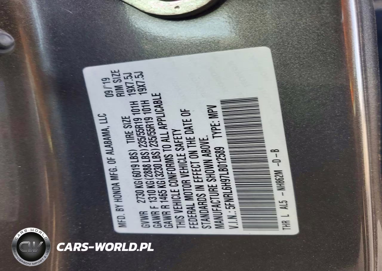 2020 Honda Odessey VIN:5FNRL6H97LB012589 - 13