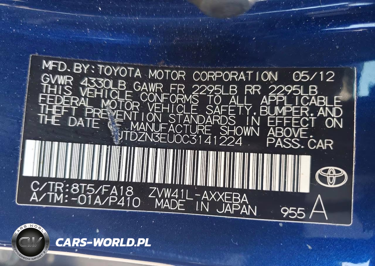 2012 Toyota Prius V Two VIN:JTDZN3EU0C3141224 - 12