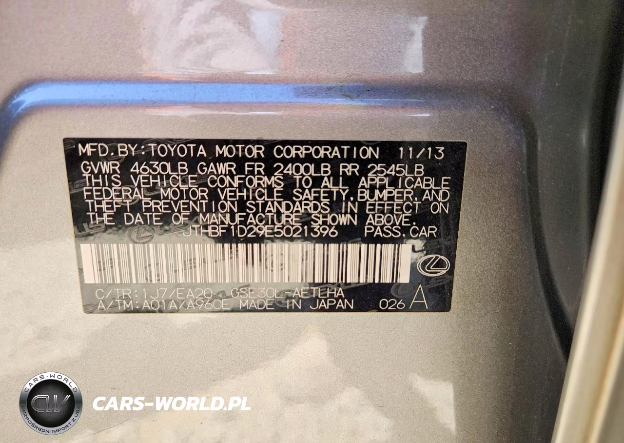 2014 Lexus Is 250 VIN:JTHBF1D29E5021396 - 12