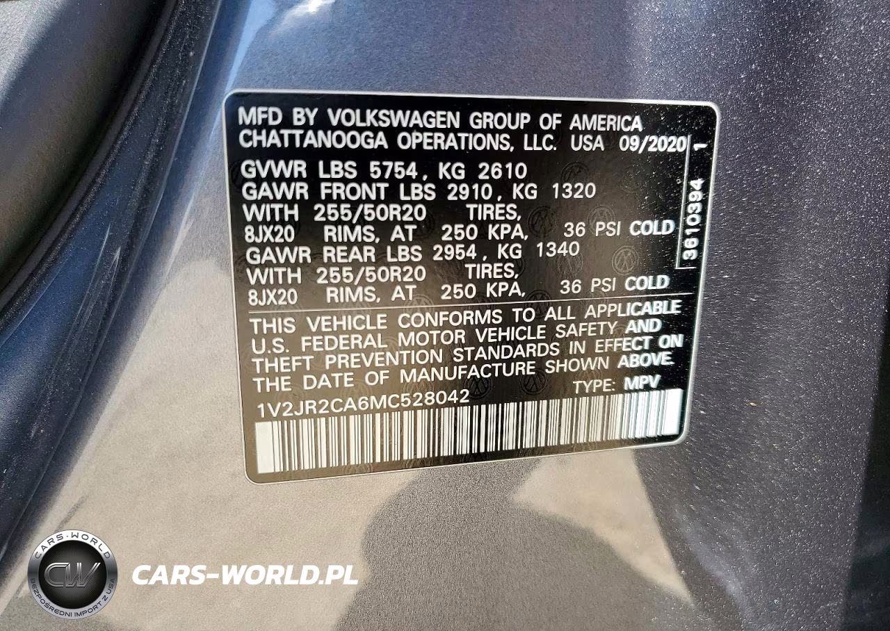 2021 Volkswagen Atlas Se VIN:1V2JR2CA6MC528042 - 13