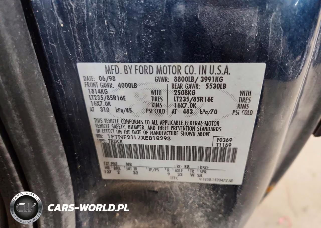1999 Ford F250 Super Duty VIN:1FTNF21L7XEB18293 - 12