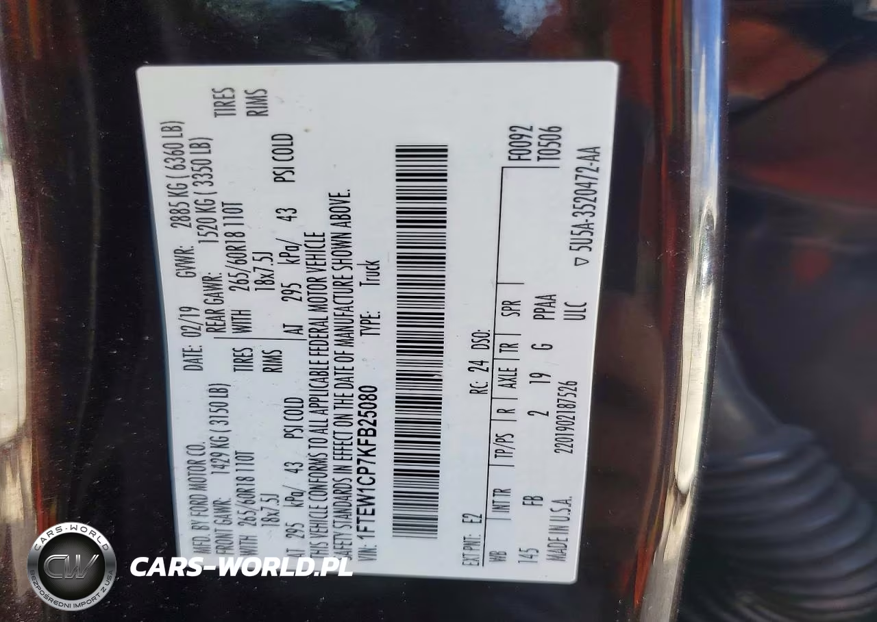 2019 Ford F150 Supercrew VIN:1FTEW1CP7KFB25080 - 13