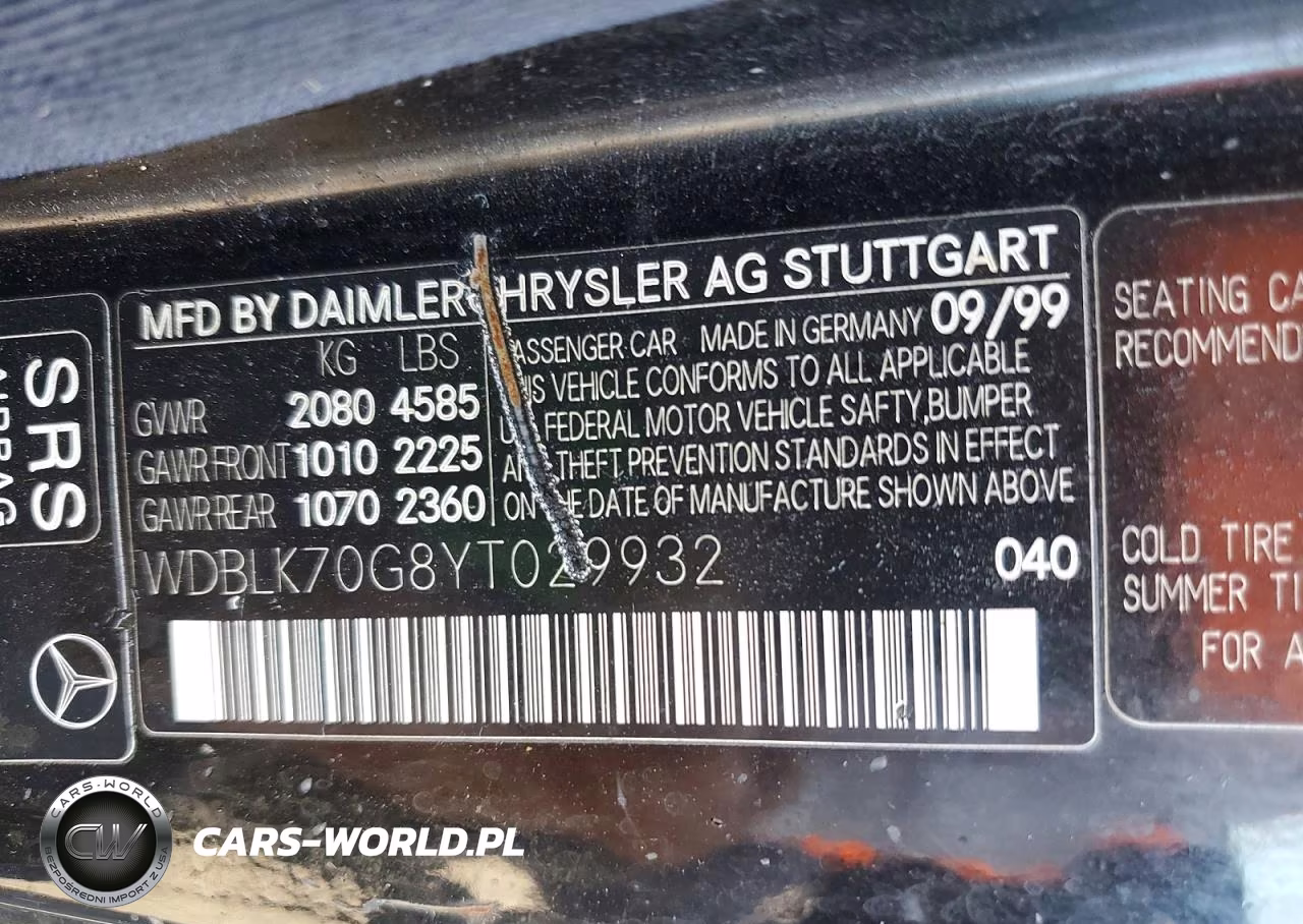 2000 Mercedes-Benz Clk 430 VIN:WDBLK70G8YT029932 - 12
