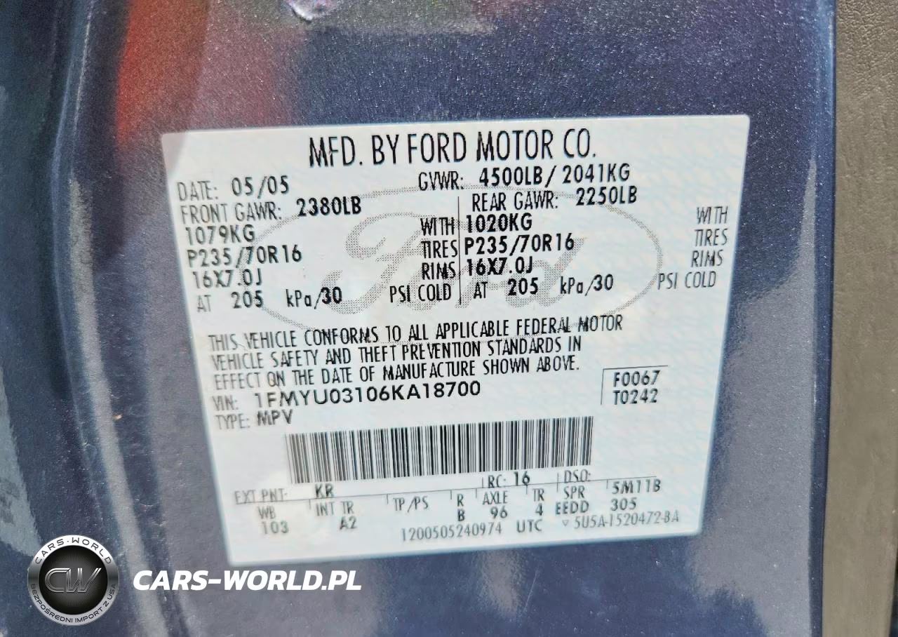2006 Ford Escape Xlt VIN:1FMYU03106KA18700 - 13