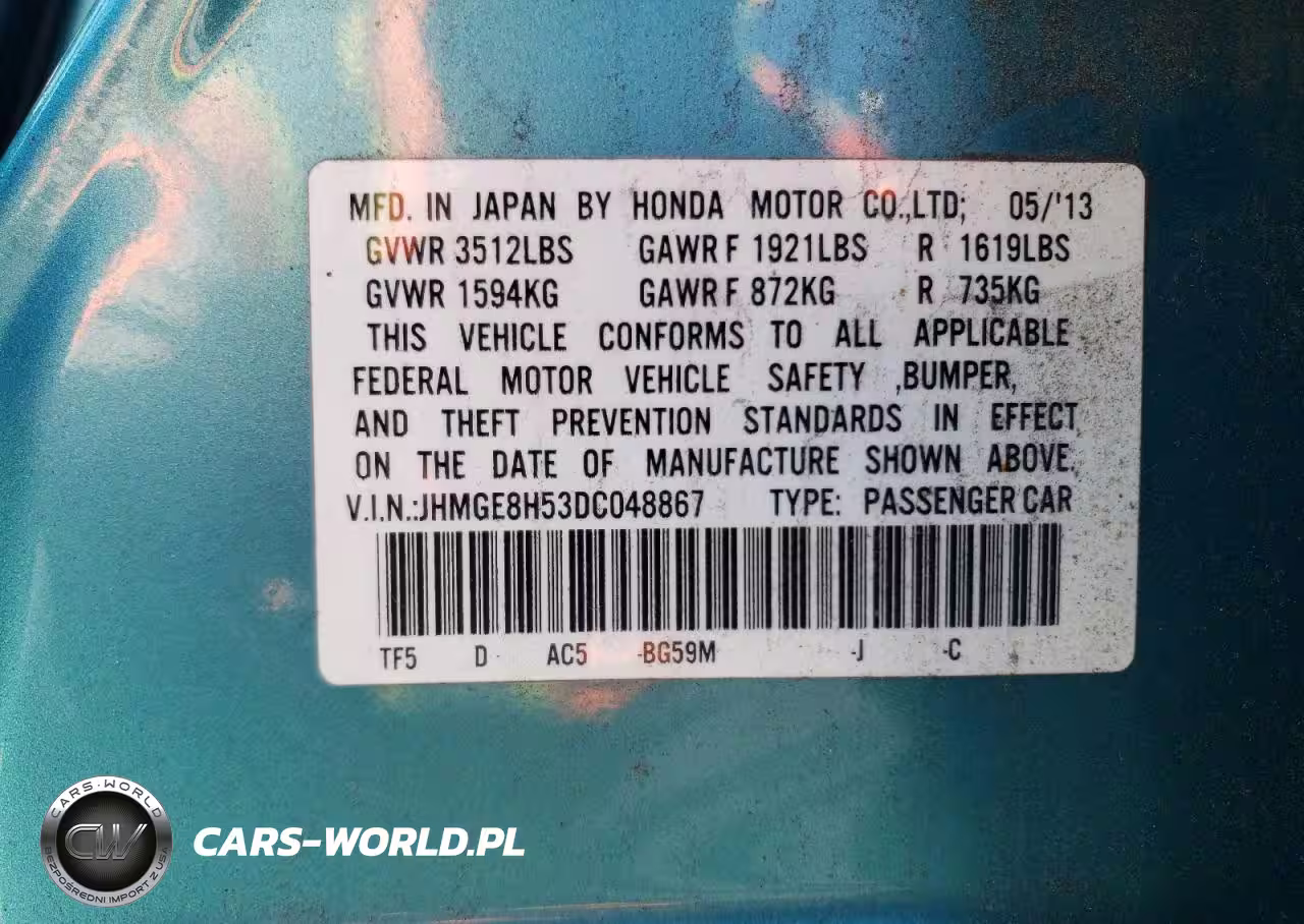 2013 Honda Fit Sport VIN:JHMGE8H53DC048867 - 12