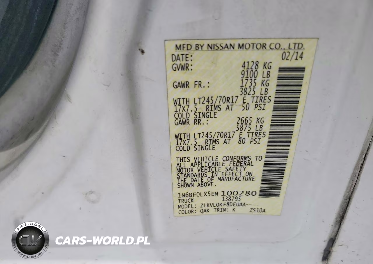 2014 Nissan Nv 2500 VIN:1N6BF0LX5EN100280 - 14