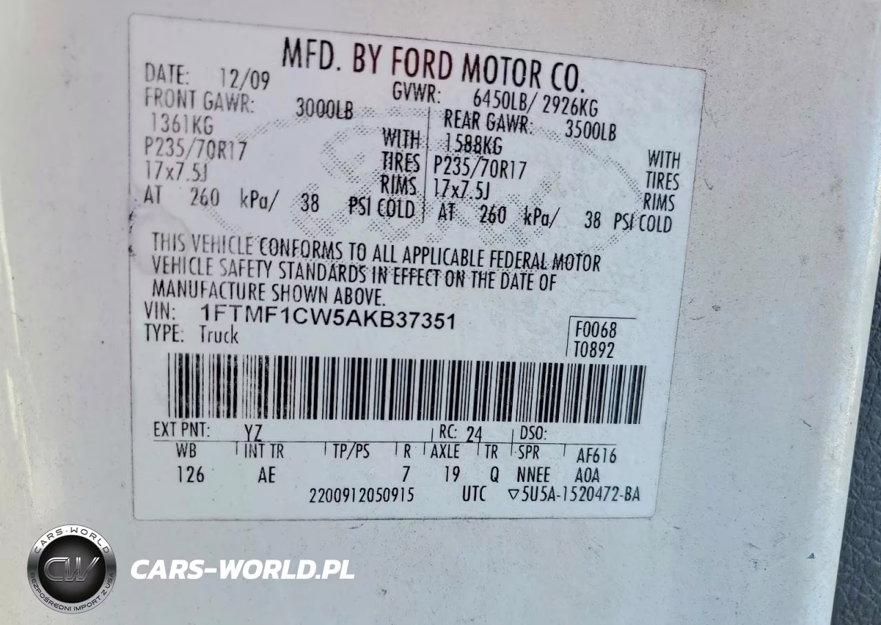 2010 Ford F150 VIN:1FTMF1CW5AKB37351 - 12