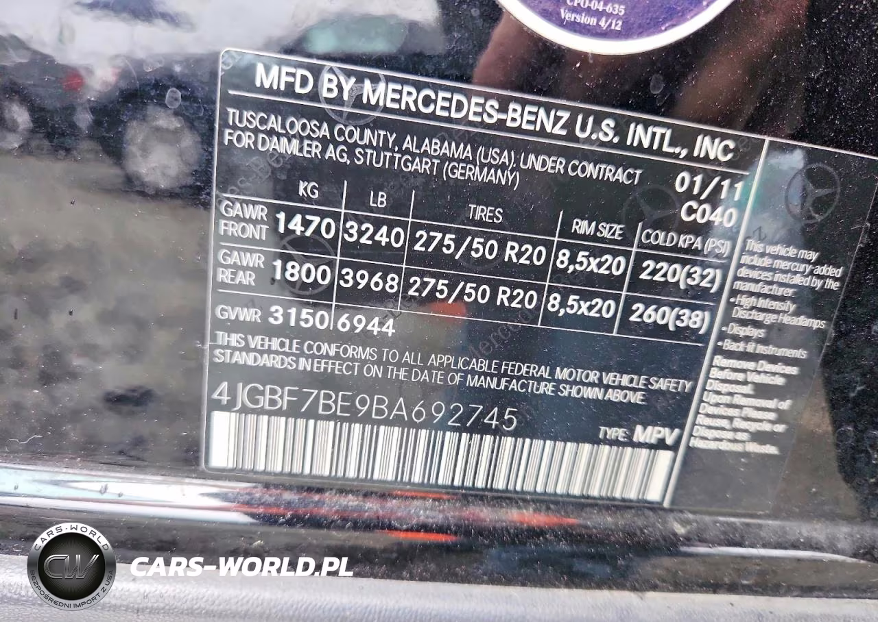 2011 Mercedes-Benz Gl 450 4Matic VIN:4JGBF7BE9BA692745 - 13