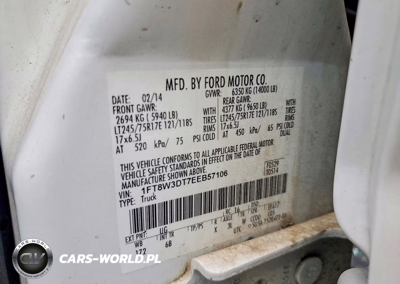 2014 Ford F350 Super Duty VIN:1FT8W3DT7EEB57106 - 12
