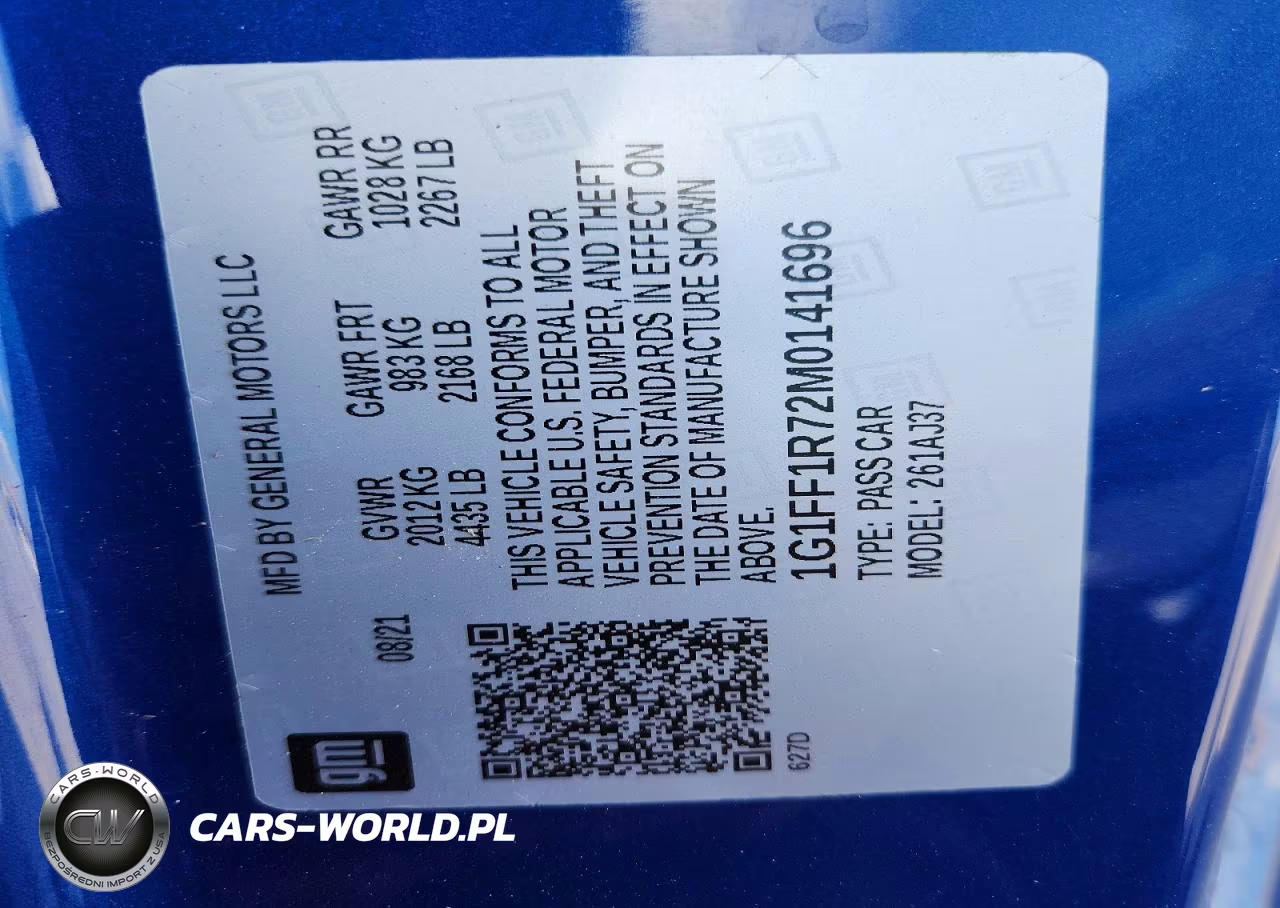 2021 Chevrolet Camaro Lz VIN:1G1FF1R72M0141696 - 12