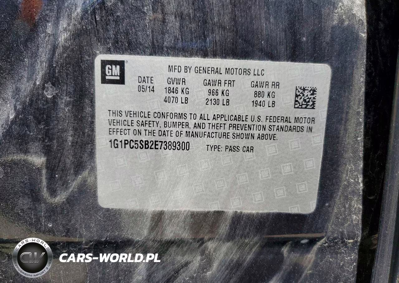 2014 Chevrolet Cruze Lt VIN:1G1PC5SB2E7389300 - 12