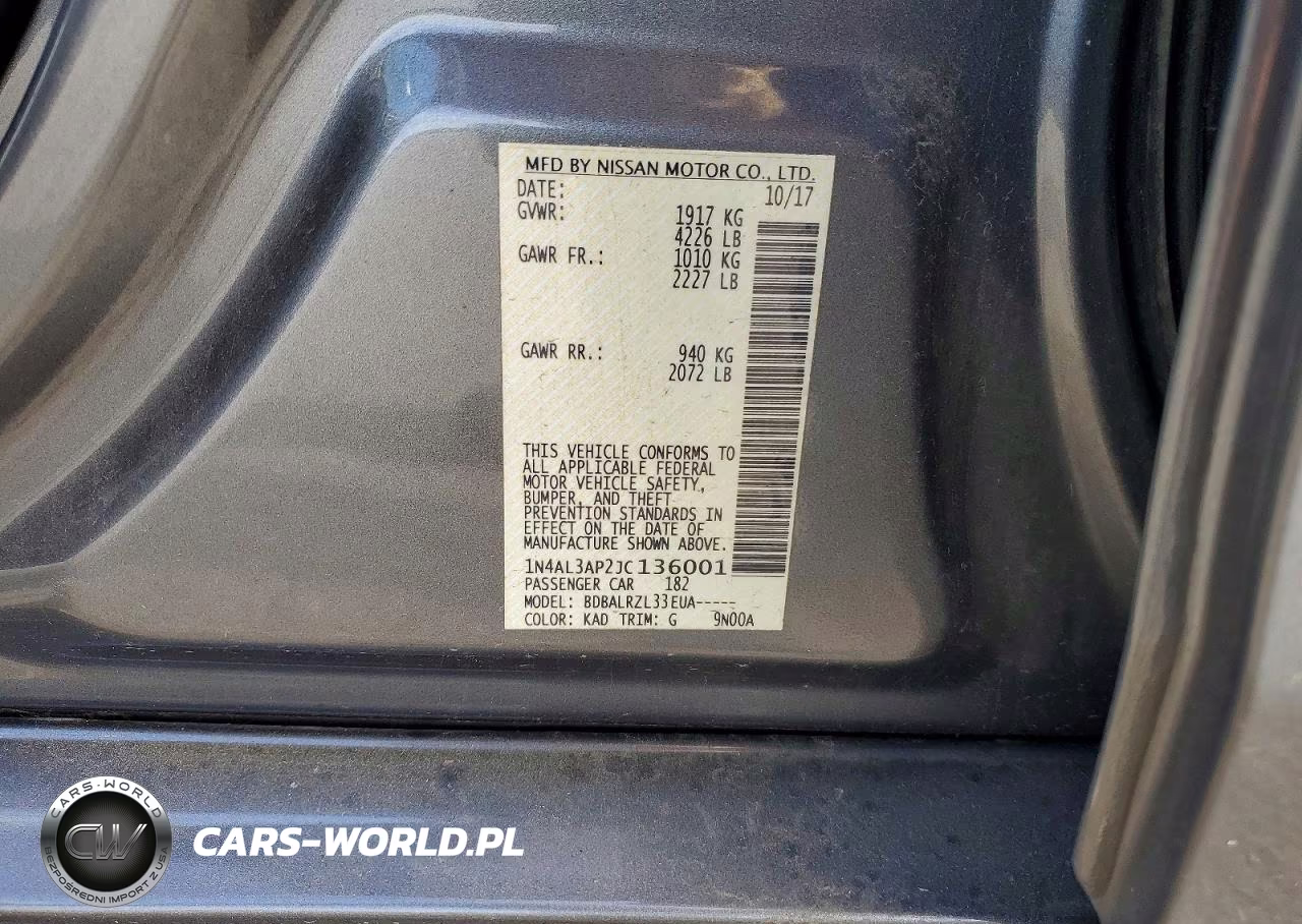 2018 Nissan Altima 2.5 Sl VIN:1N4AL3AP2JC136001 - 12