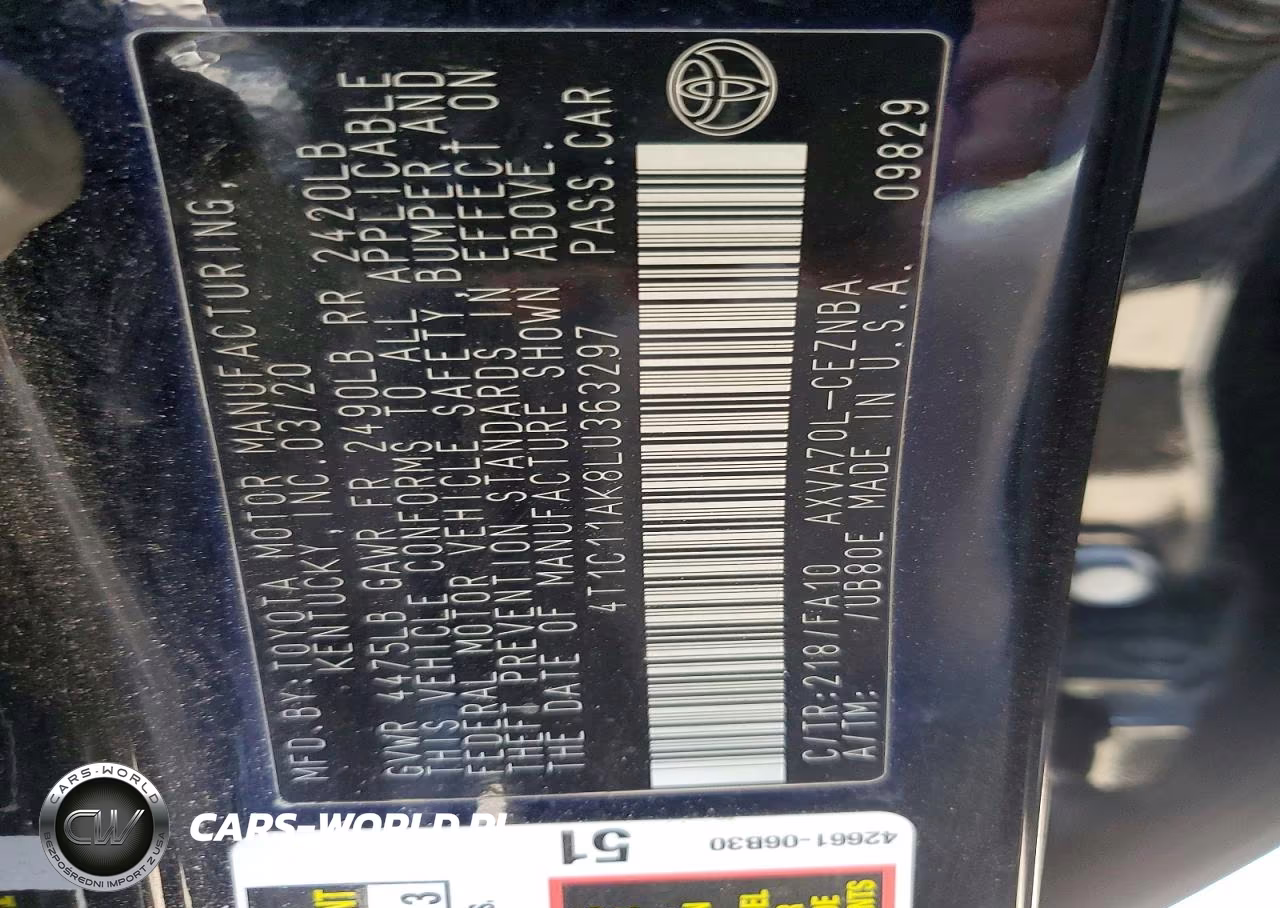 2020 Toyota Camry Le VIN:4T1C11AK8LU363297 - 12