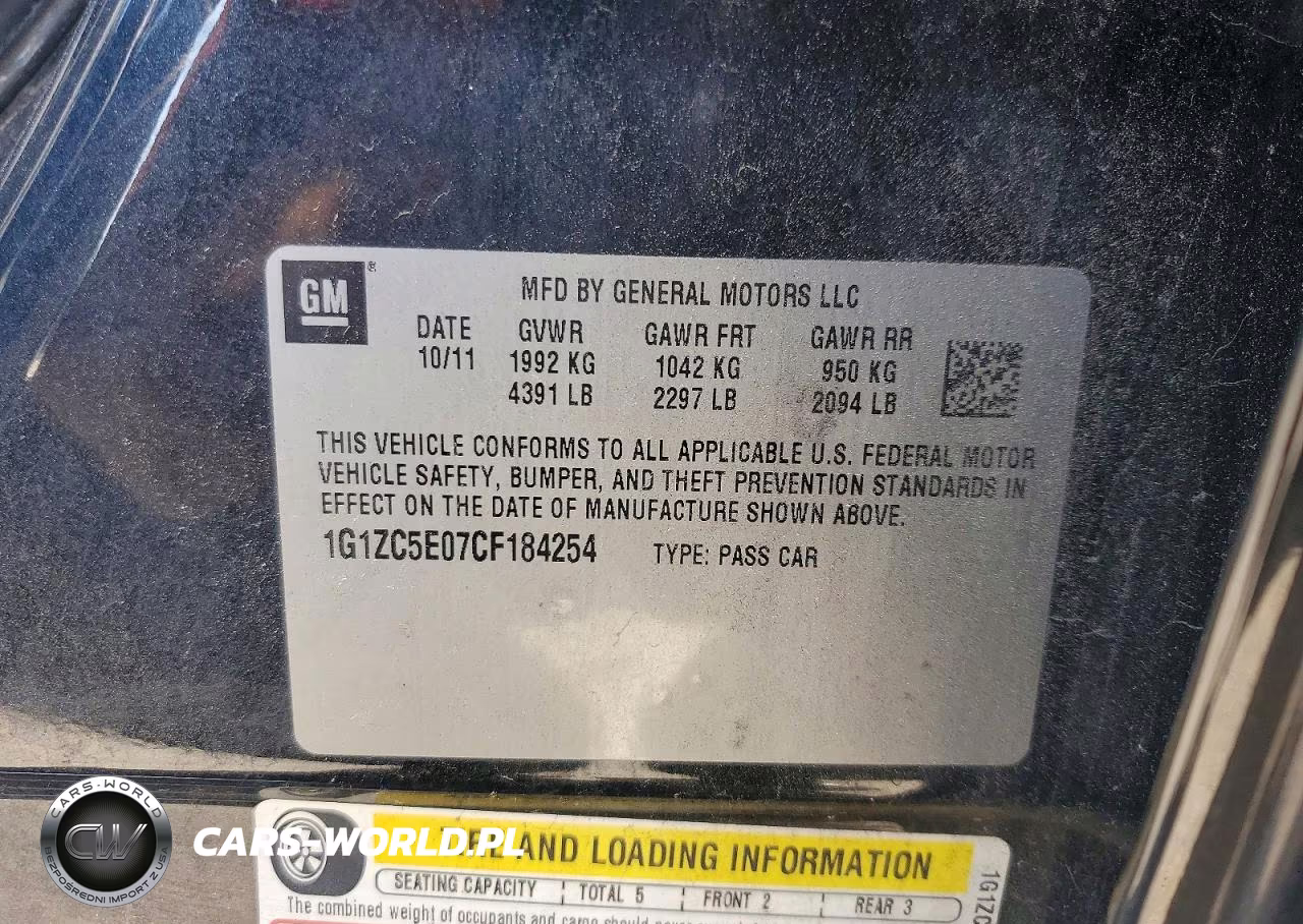 2012 Chevrolet Malibu VIN:1G1ZC5E07CF184254 - 12