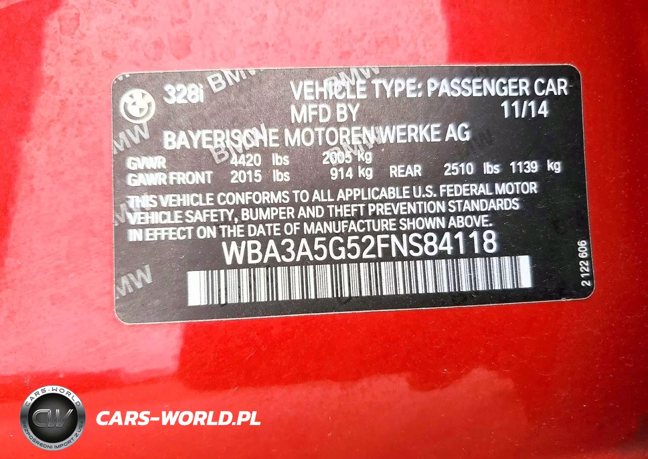 2015 BMW 328 I VIN:WBA3A5G52FNS84118 - 12