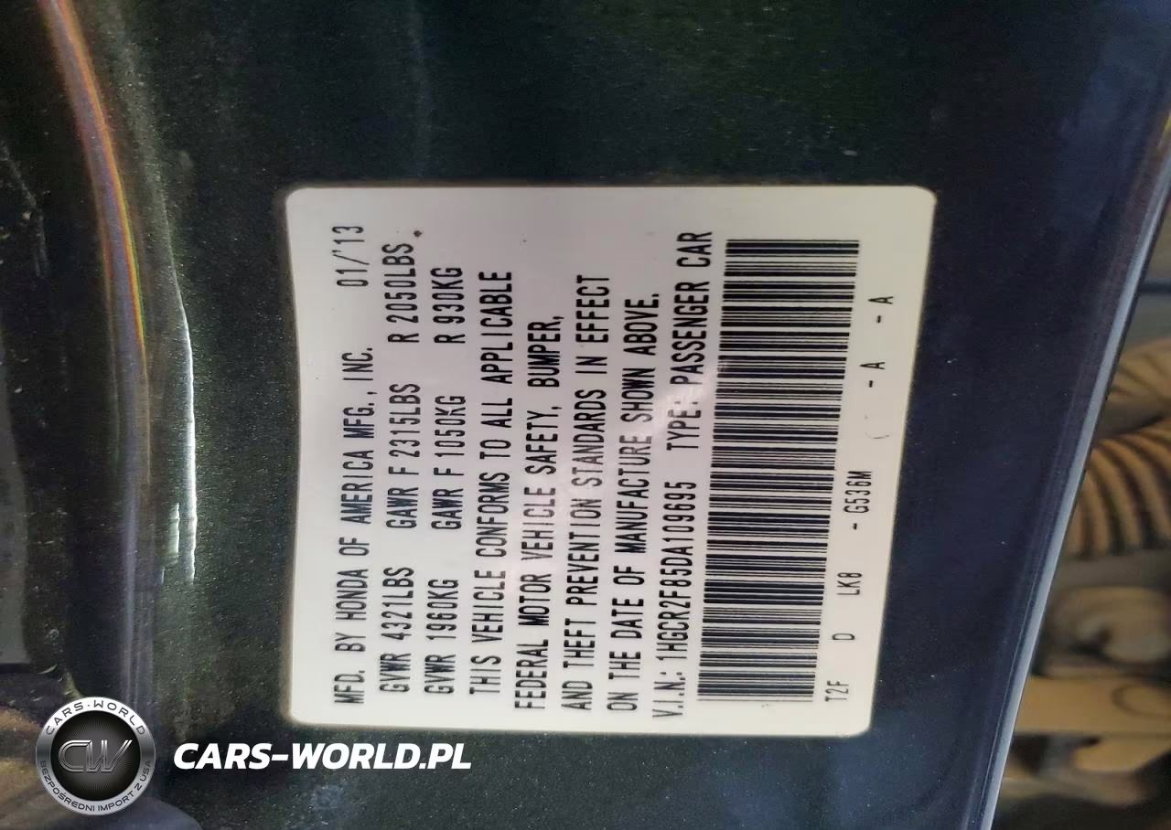 2013 Honda Accord Exl VIN:1HGCR2F85DA109695 - 12