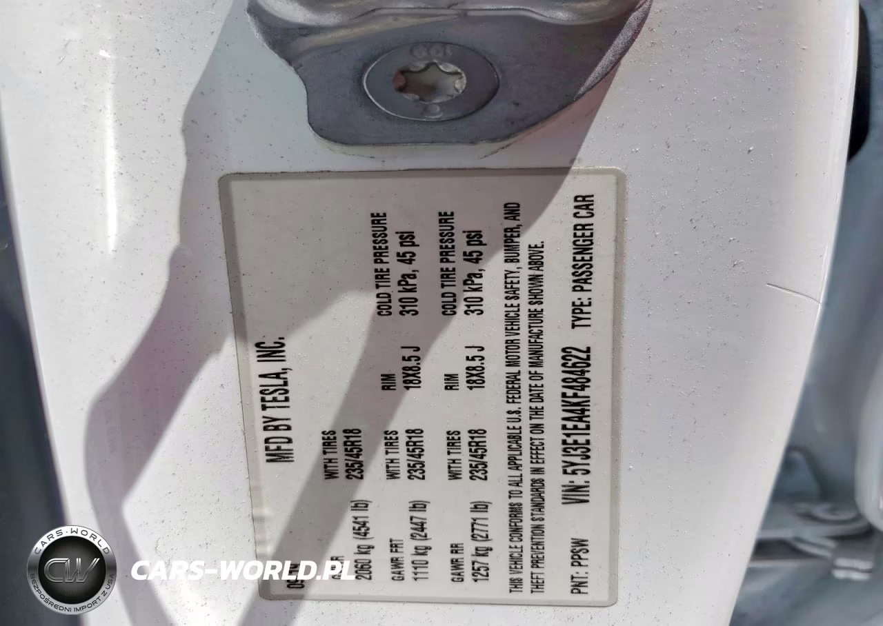 2019 Tesla Model 3 VIN:5YJ3E1EA4KF484622 - 13