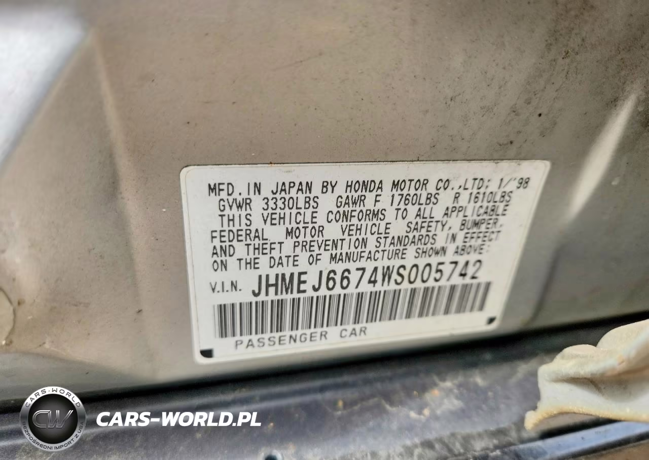 1998 Honda Civic VIN:JHMEJ6674WS005742 - 12