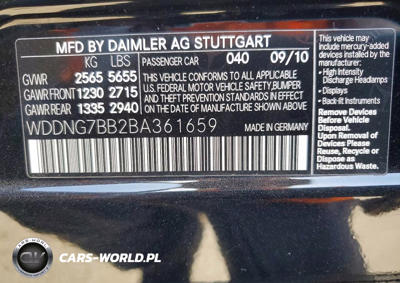 2011 Mercedes-Benz S 550 VIN:WDDNG7BB2BA361659 - 12