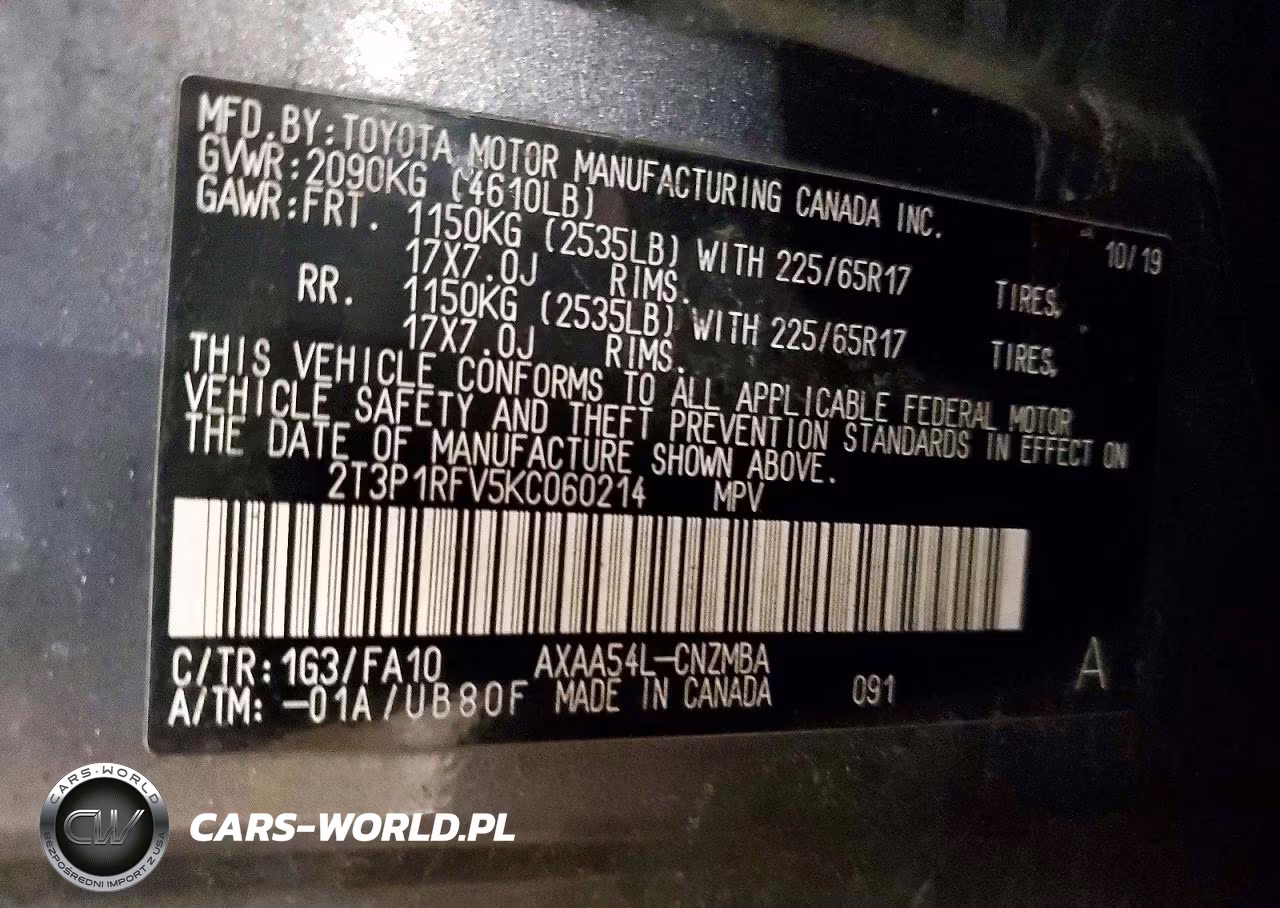 2019 Toyota Rav4 Xle VIN:2T3P1RFV5KC060214 - 14