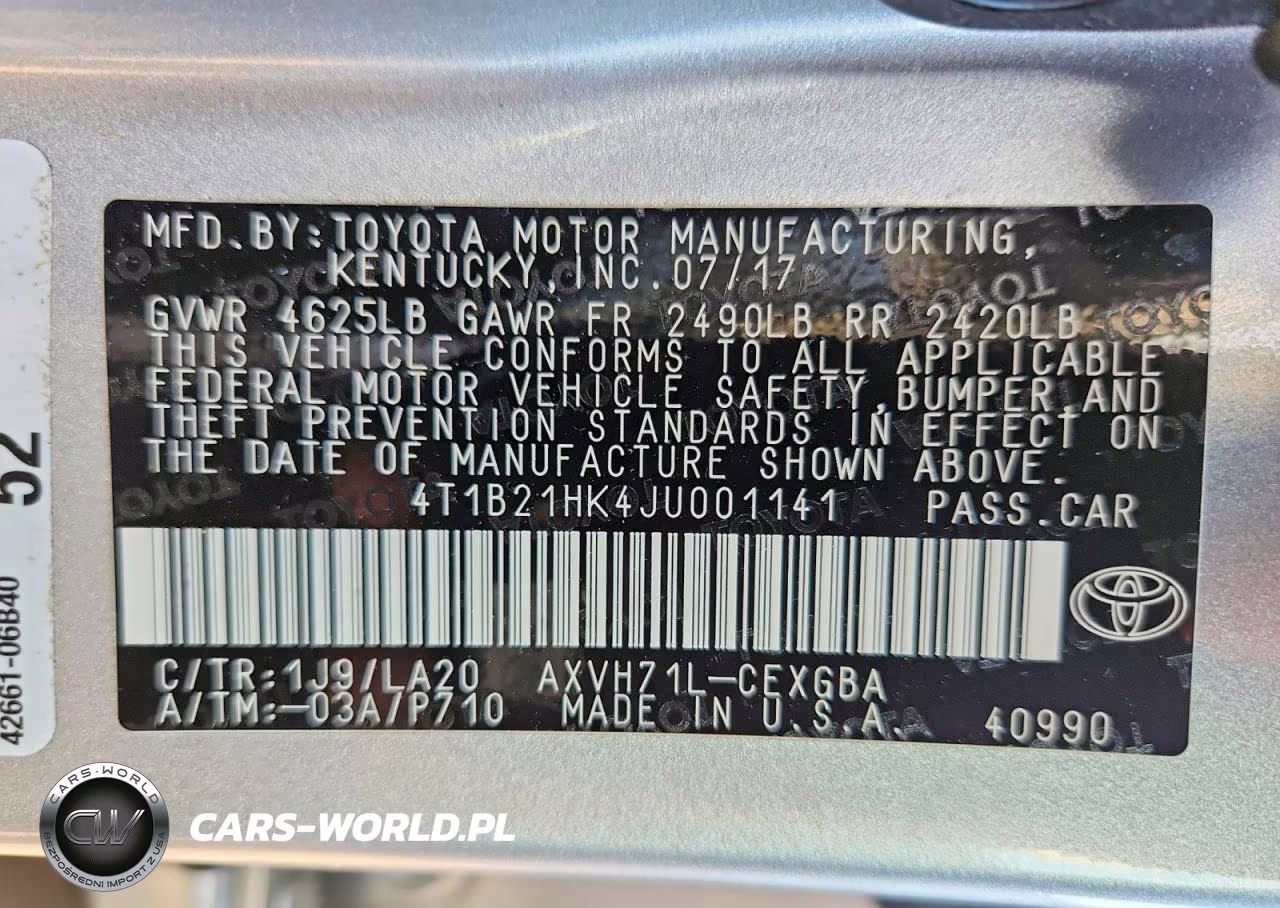 2018 Toyota Camry Hybrid Xle VIN:4T1B21HK4JU001141 - 13