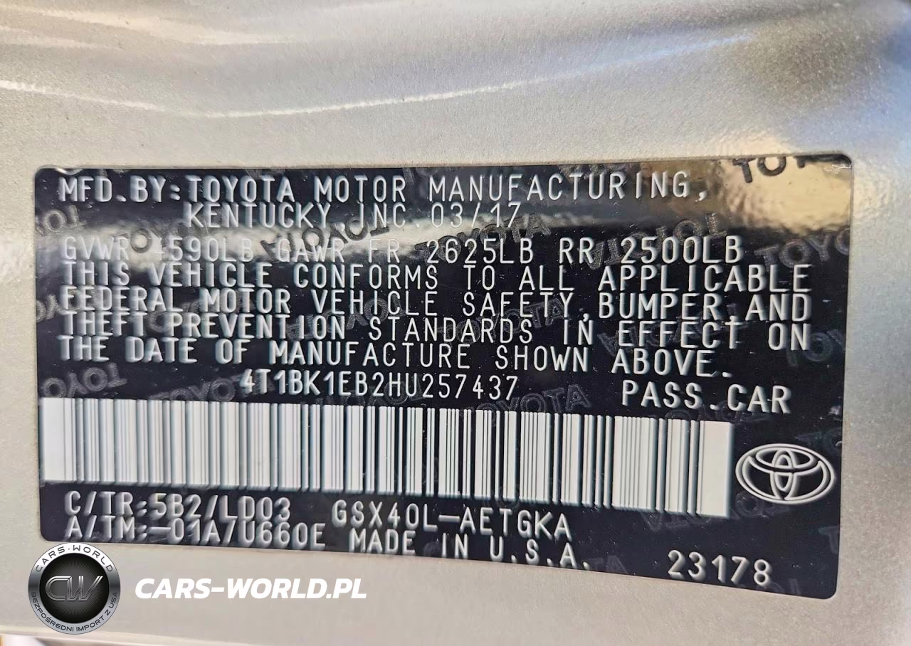 2017 Suzuki Xl7 VIN:4T1BK1EB2HU257437 - 12