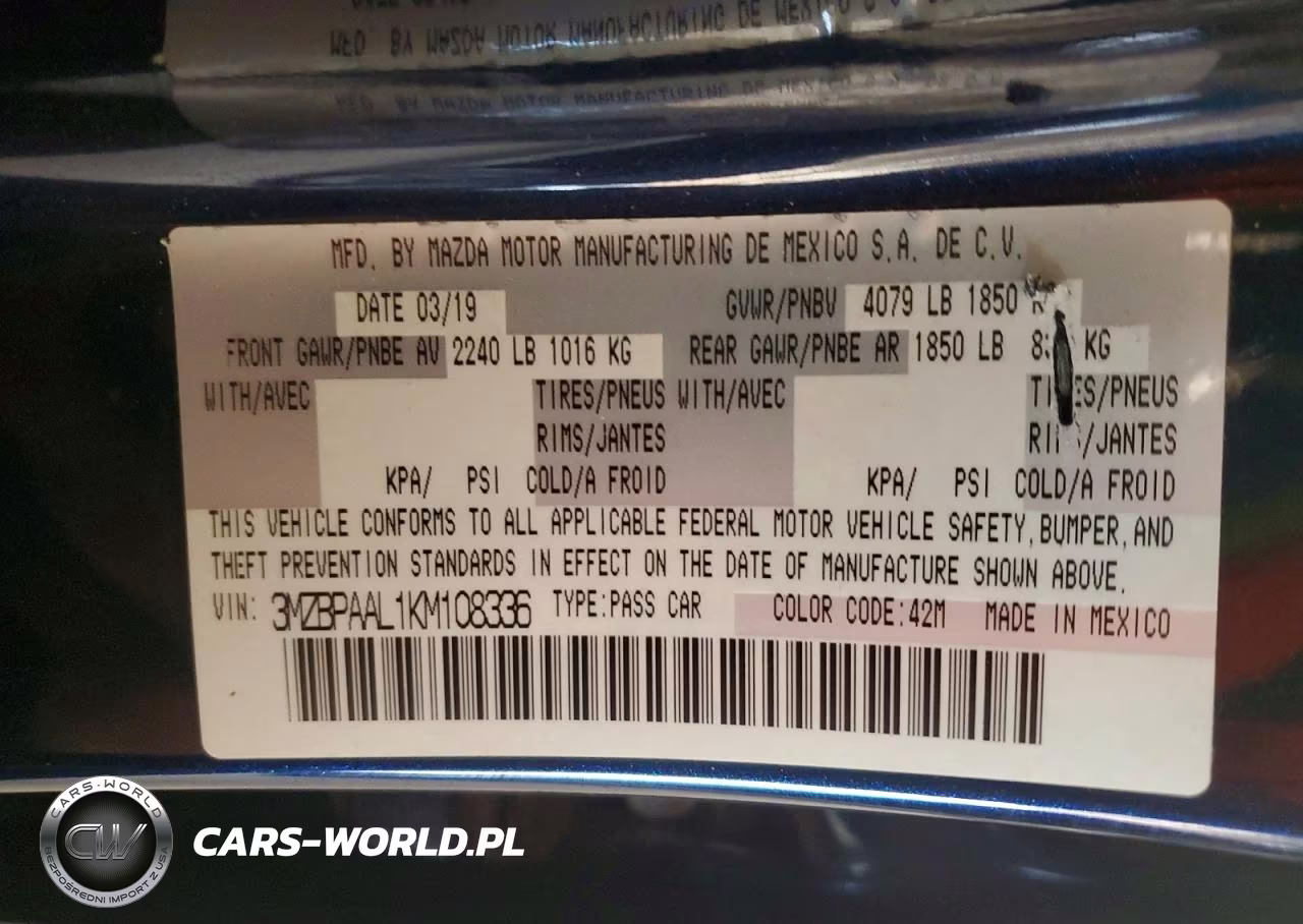 2019 Mazda 3 Select VIN:3MZBPAAL1KM108336 - 12