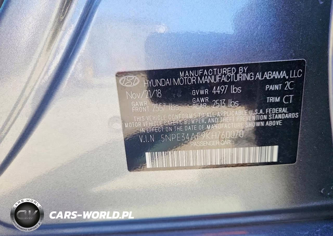 2019 Hyundai Sonata Sel VIN:5NPE34AF9KH760070 - 12