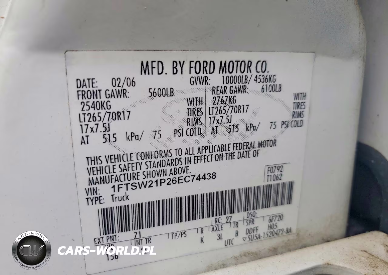 2006 Ford F250 Super Duty VIN:1FTSW21P26EC74438 - 13