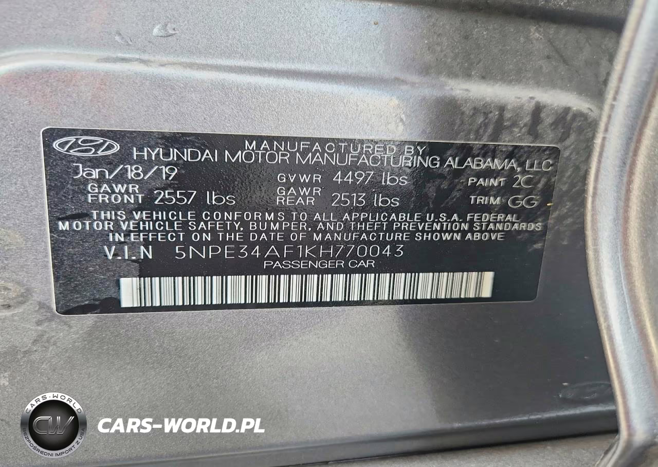 2019 Hyundai Sonata Sel VIN:5NPE34AF1KH770043 - 13