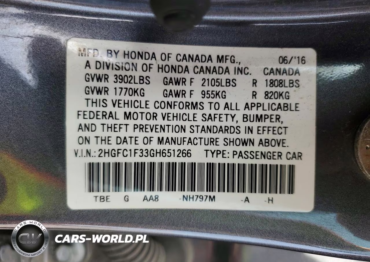 2016 Honda Civic Ex VIN:2HGFC1F33GH651266 - 12