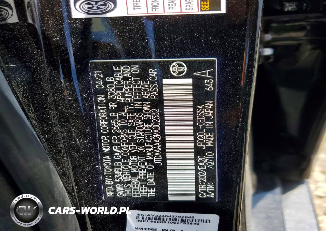 2021 Toyota Mirai Xle VIN:JTDAAAAA2MA002332 - 12
