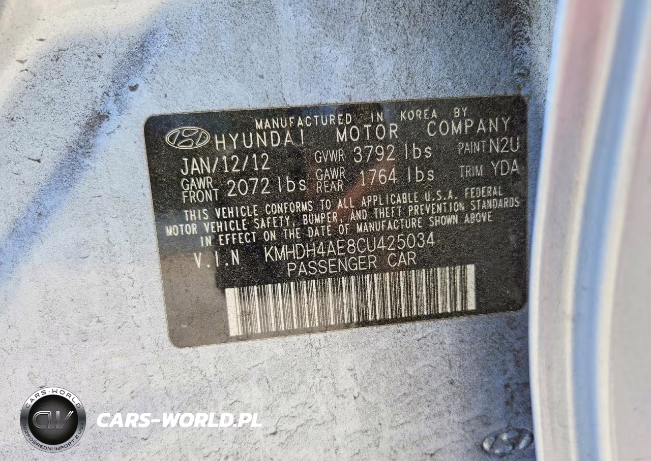2012 Hyundai Elantra Gls VIN:KMHDH4AE8CU425034 - 12
