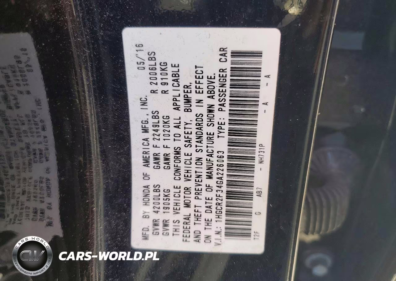 2016 Honda Accord Lx VIN:1HGCR2F34GA226063 - 12