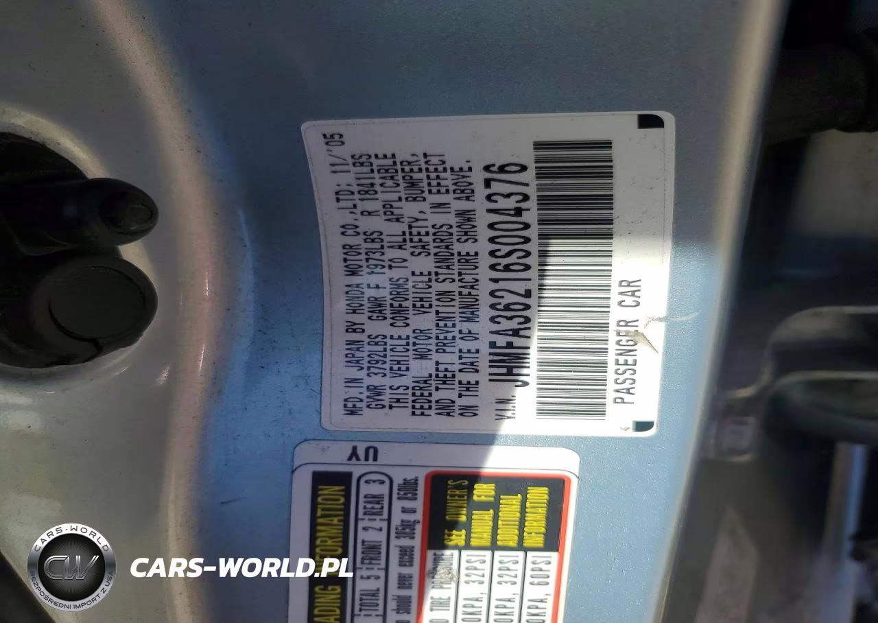2006 Honda Civic Hybrid VIN:JHMFA36216S004376 - 12