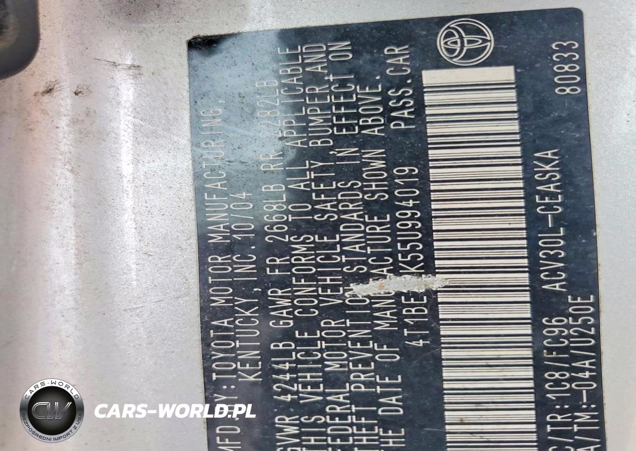 2005 Toyota Camry Se VIN:4T1BE32K55U994019 - 12