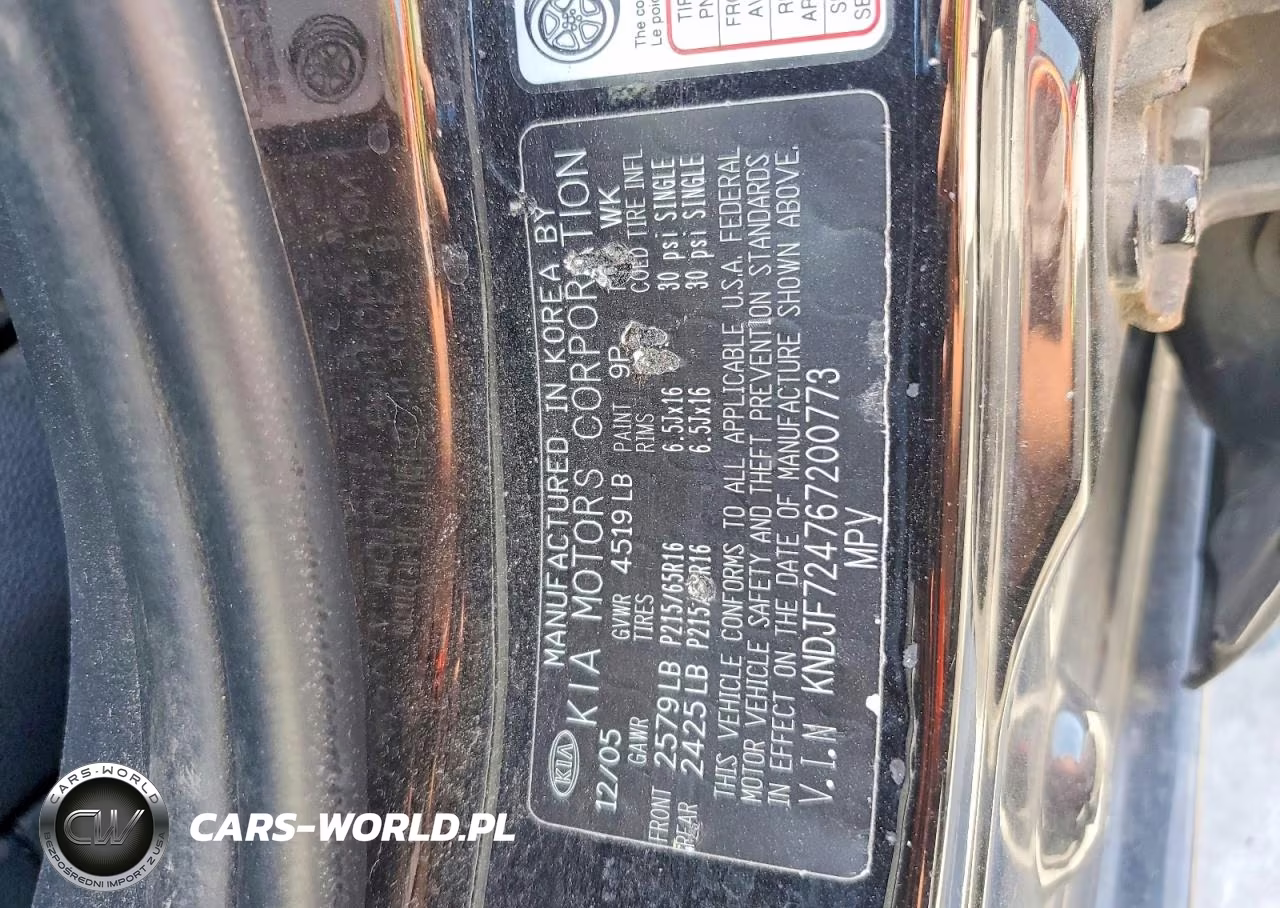 2006 Kia Sportage Lx VIN:KNDJF724767200773 - 13