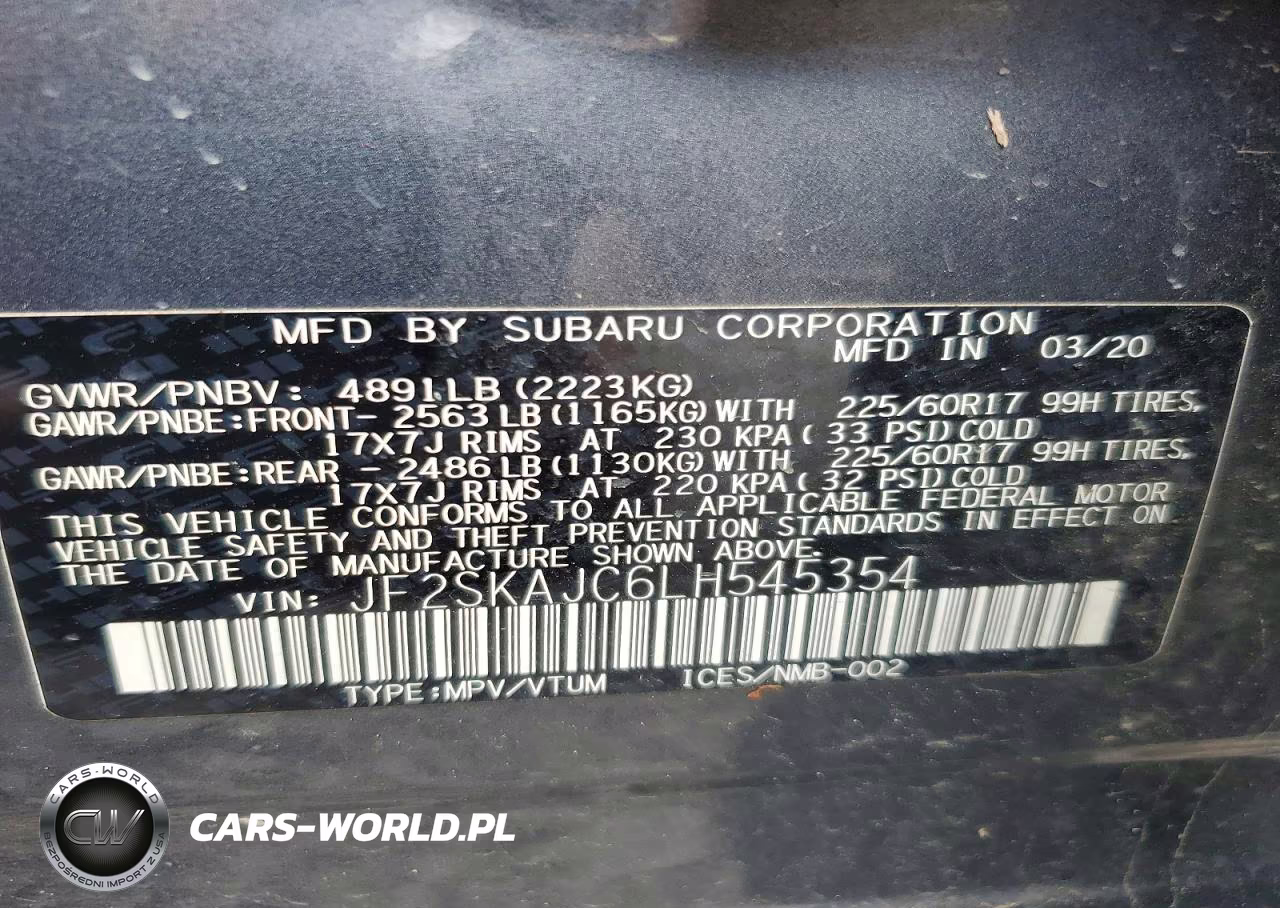 2020 Subaru Forester Premium VIN:JF2SKAJC6LH545354 - 13