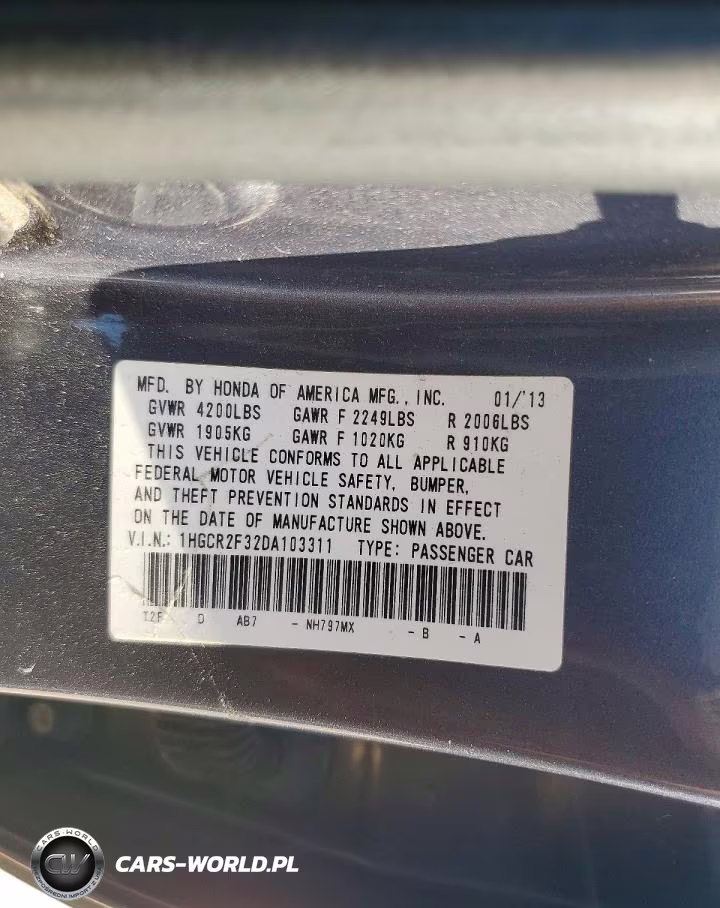 2013 Honda Accord Lx VIN:1HGCR2F32DA103311 - 12