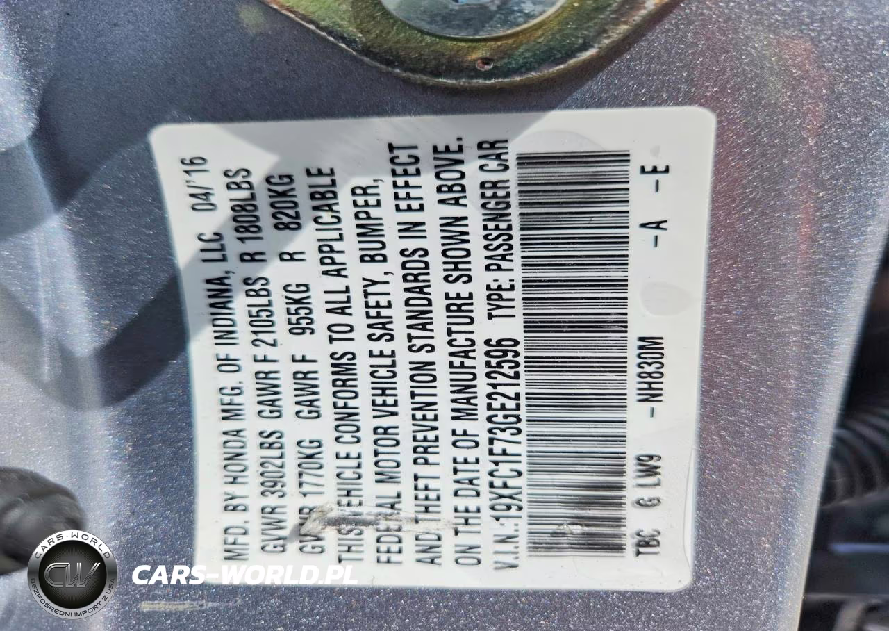 2016 Honda Civic Exl VIN:19XFC1F73GE212596 - 12