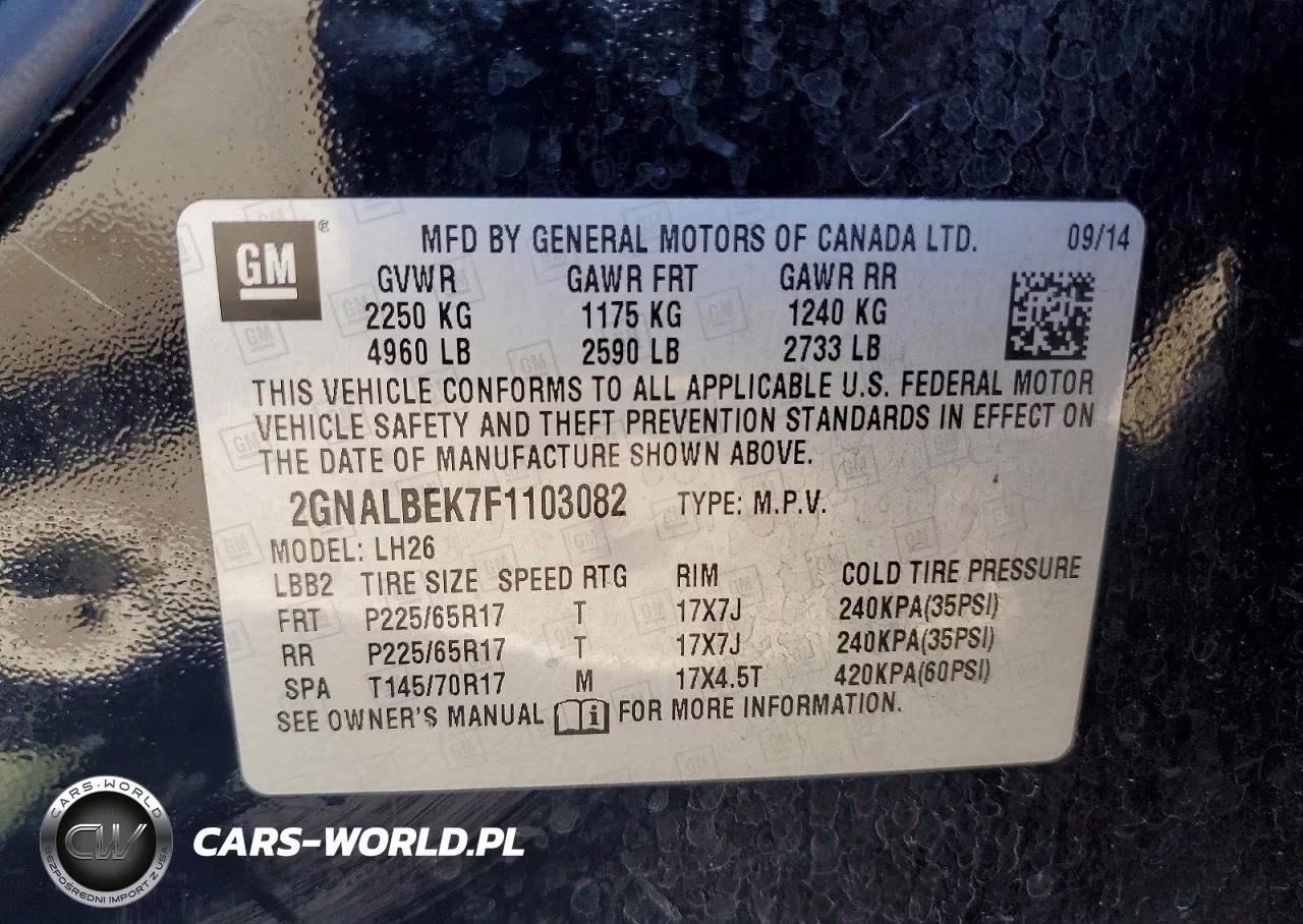 2015 Chevrolet Equinox Lt VIN:2GNALBEK7F1103082 - 13
