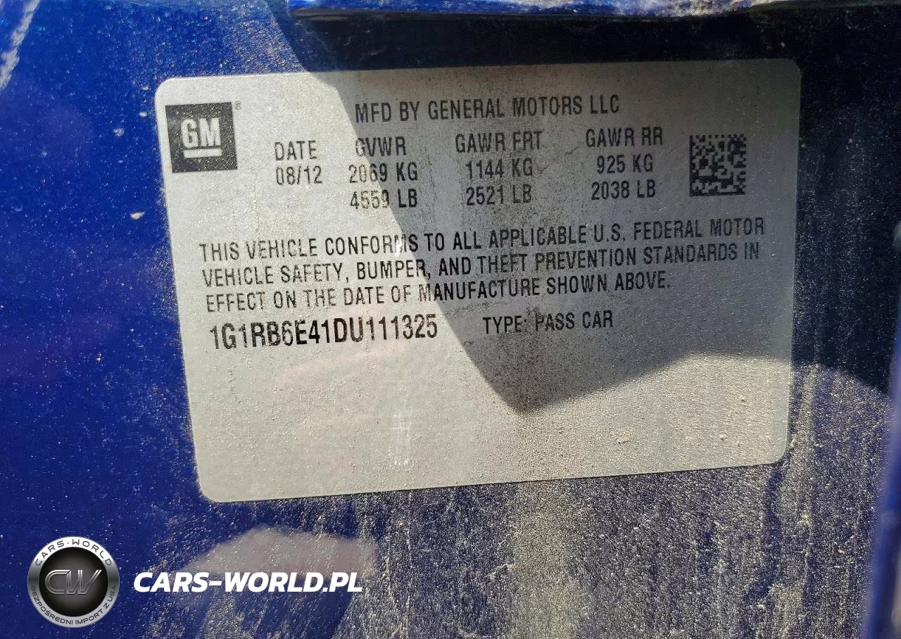 2013 Chevrolet Volt VIN:1G1RB6E41DU111325 - 12