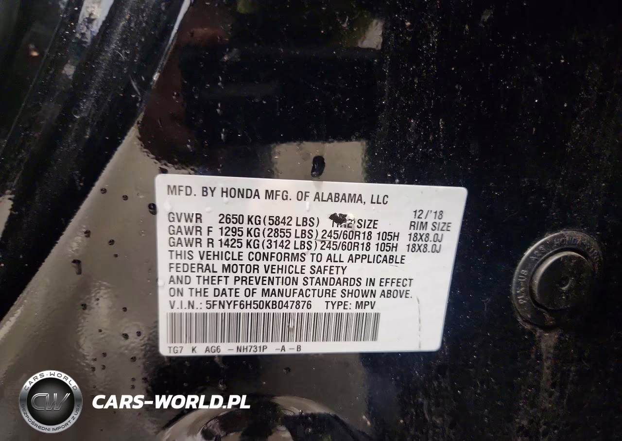 2019 Honda Pilot Exl VIN:5FNYF6H50KB047876 - 12