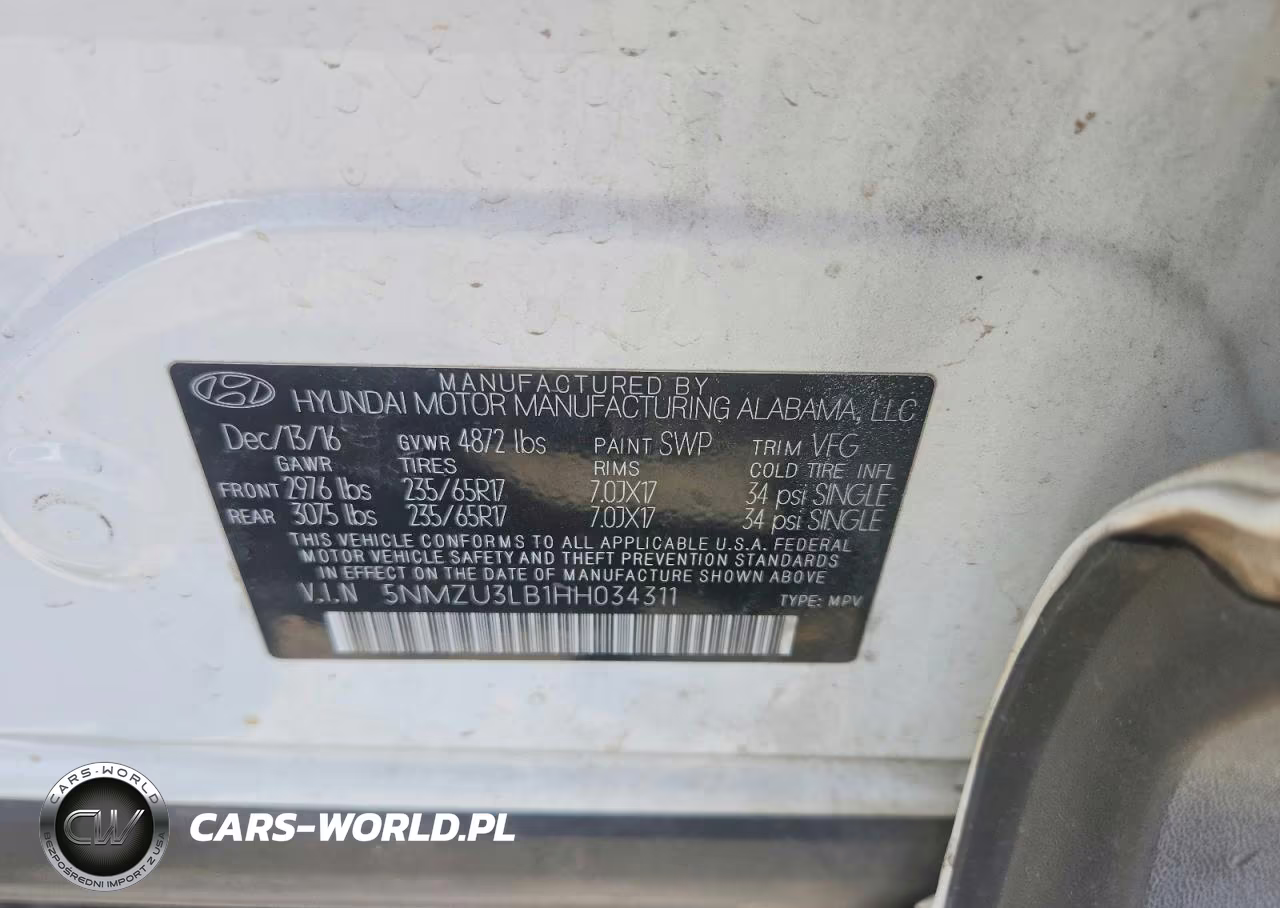 2017 Hyundai Santa Fe Sport 2.4L VIN:5NMZU3LB1HH034311 - 12