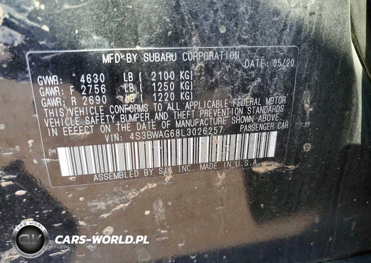 2020 Subaru Legacy Sport VIN:4S3BWAG68L3026257 - 12